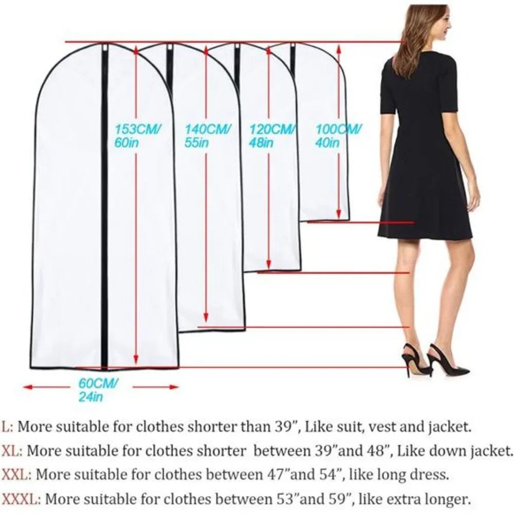 Garment Bags Cover for Storage 24''x60 '' (Set of 6)Foldable Washable Dress Bags